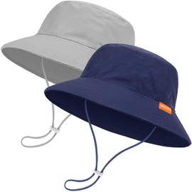 2-Pack Baby Sun Hat Kids Summer UPF 50+ Toddler Bucket Hat Wide Brim Adjustable Beach Hats for Boys Girls Age 0-6 Years