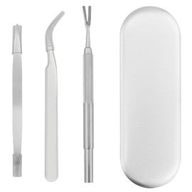 Tick Tweezers Dog Professional Tick Tweezers Stainless Steel for Dog/Cat/People, Tick Hook Premium Set Including 1 Tick Removal Tweezers + 1 Tick Fork + Double-Sided Clip