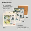 Bethany Beach, Delaware, Nautical Chart (Absorbent Ceramic Coasters Set of