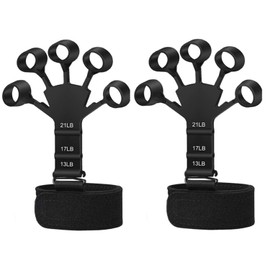 Finger Power, Set of 2, Finger Trainer, Adjustable Strength, Grip Trainer, Power Grip, Strength Training, Stress Relief, Easy to Use, Grip Training, Grip Strength Training (Black)