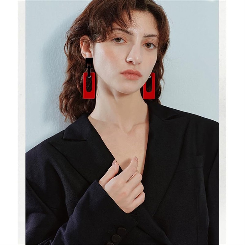 Boho Lightweight Retro Simple Acrylic Splicing Rectangle Earrings for Women