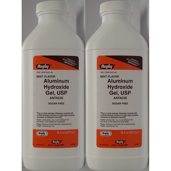 Aluminum Hydro Gel, USP 320mg/5mL 473mL per Bottle Generic for Amphojel Pack of 2