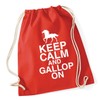 Hippowarehouse Keep calm and gallop on Drawstring Cotton School Gym Kid Bag Sack 37cm x 46cm, 12 litres