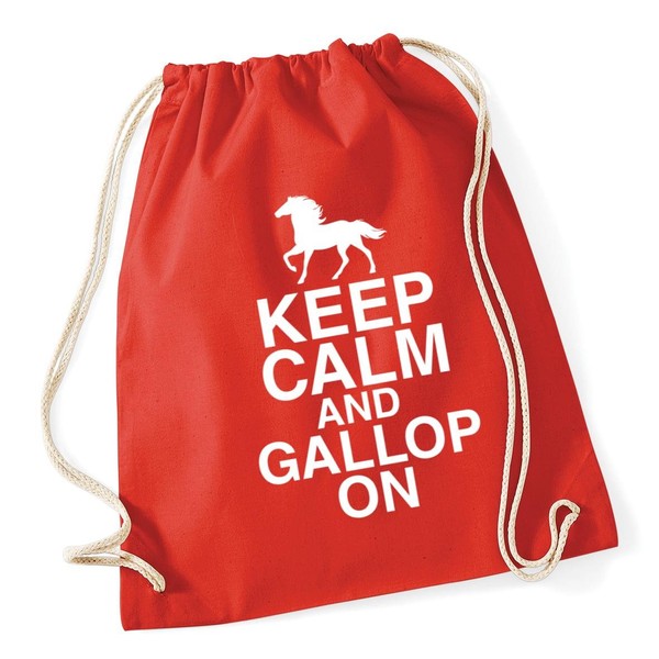 Hippowarehouse Keep calm and gallop on Drawstring Cotton School Gym