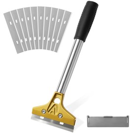 Druuzyl Tapetenentferner mit 10 Klingen - 30cm Tapetenschaber mit Gummigriff, Extra Stark für Wandfarbe, Bodenfliesen-Kleber und Abziehbilder, Farbschaber mit Stiel für Renovierung