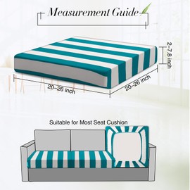 Newwiee 8pcs Patio Stretch Cushion Covers Stripe Outdoor Cushion Covers Replacement Patio Furniture Couch Slipcover Sofa Chair Seat, Thin Fabric Breathable Soft Flexibility Protector(Turquoise)