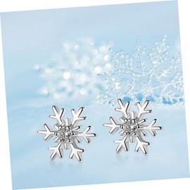 ABOOFAN Christmas Women's Earrings Snowflake Design Silver Pair Elegant Jewelry for Daily and Special Occasions