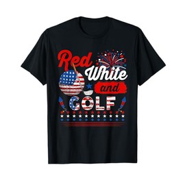 Red White And Golf 4th Of July American Flag Player T-Shirt