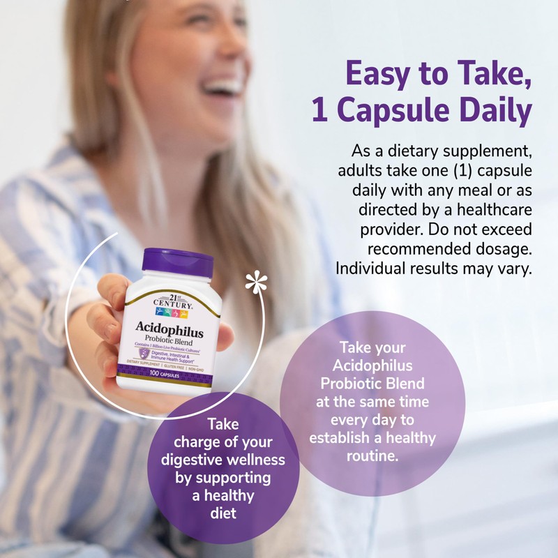 21st Century Acidophilus Capsules, 100 Count (21339)