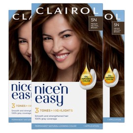 Clairol Clairol Nice'n Easy Permanent Hair Dye, 5N Medium Neutral Brown Hair Color, Pack of 3