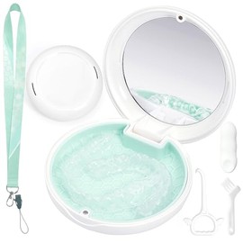 Estuche para retenedores con espejo y cordón, estuche delgado para alineadores con orificios de ventilación, linda caja para aparatos dentales con herramienta para quitar retenedores y cepillo
