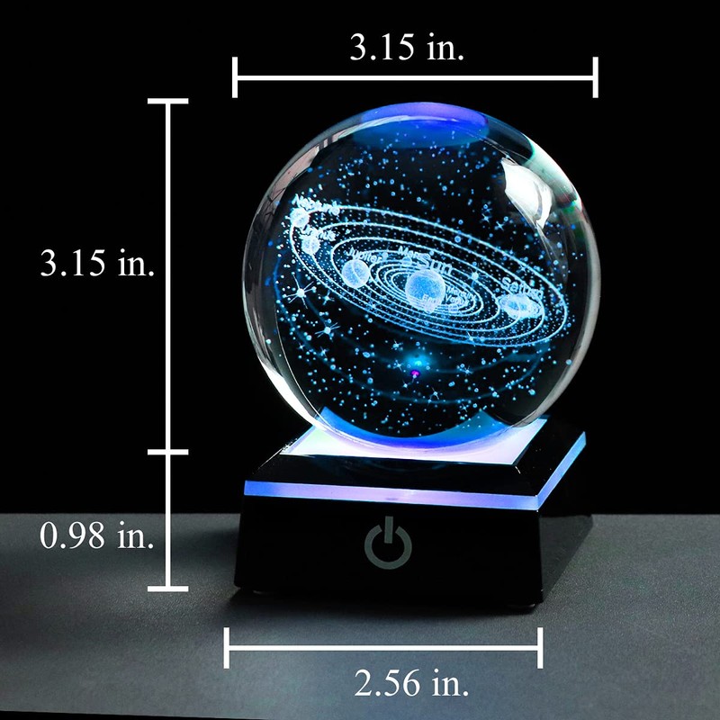 3D Solar System Model Crystal Ball 80mm 3.15inch - Outer