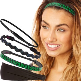 Hipsy Irish Green Hair Accessories St Patrick's Day Clover Shamrocks Headbands for Women Girls & Teens (Black/Shamrocks/Peacock/Black Elastic Mixed 4pk)