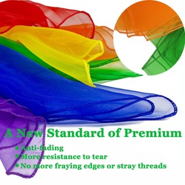 24 Pcs Juggling Scarves for Kids Dance Music Scarfs Magic Tricks Performance Props Accessories Colorful Silk Actives Scarves Rhythm Band Scarves for Toddlers Movement(6 Colors,24" x 24"）