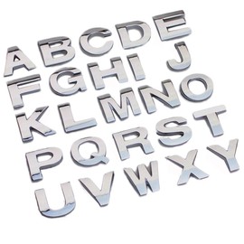RUNGAO 26 Pieces DIY 3D Chrome Car Emblem Stickers Alphabet Letters Number Symbol Badge Stickers