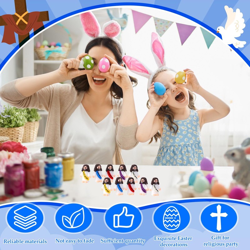 Bememo 50 Pcs Mini Jesus Figures Jesus Loves You Christ