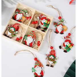 SLshiBo Christmas Pendant Gnome Set of 12 Wooden Pendants Christmas Tree Decorations Christmas Tree Decoration Wood for Crafts Making DIY Christmas Decoration C
