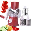 Rotary Cheese Grater - Vegetable Slicer with 3 Interchangeable Stainless