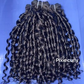 US Stock Real Raw Human Hair Bundle Straight /bodyWave/ Wave Curly/ Natural Wave/ Burmese Curly Hair Cut From One Donorstyle: pixie curly 1 bundle, color: natural black, Stretched Length: 12 inches