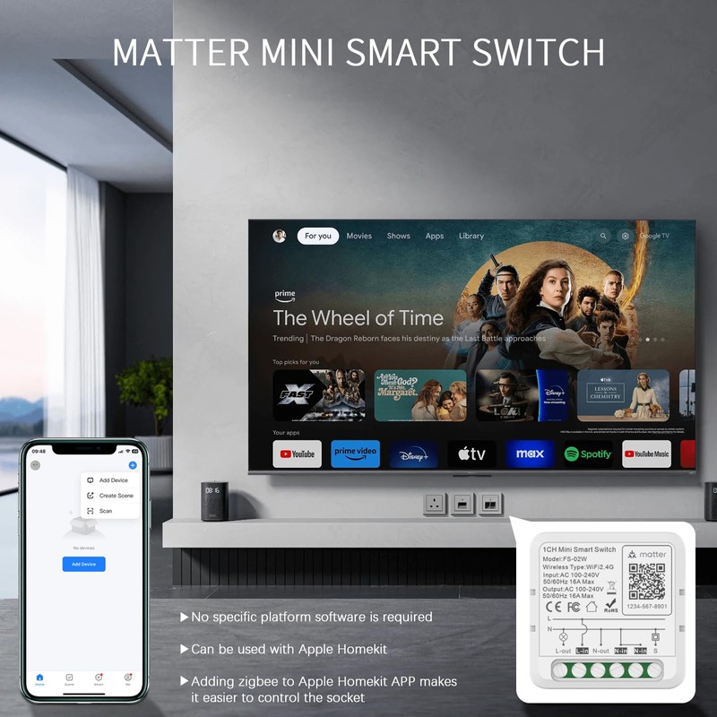 JAOGAUS Homekit Switch, DIY WiFi Smart Switch Module, No Hub