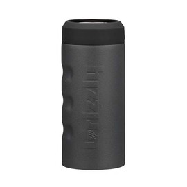 Grizzly Grip Slim Can, Stainless Steel Vacuum Insulated Can Cooler, Charcoal, 12 oz