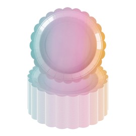 PHUNAT 50PCS 7''18cm Rainbow Color Paper Plates, Heavy-Duty Party Tableware for Birthday, Baby Shower, Unicorn Party Theme Party Decorations