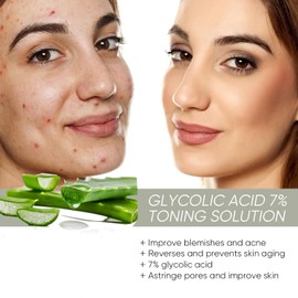 Ácido Glicólico 7% Tonificante Tónico Ácido Glicólico Suave Hidratante Limpia Reduce Poros Tensa Tónico Exfoliante Suave