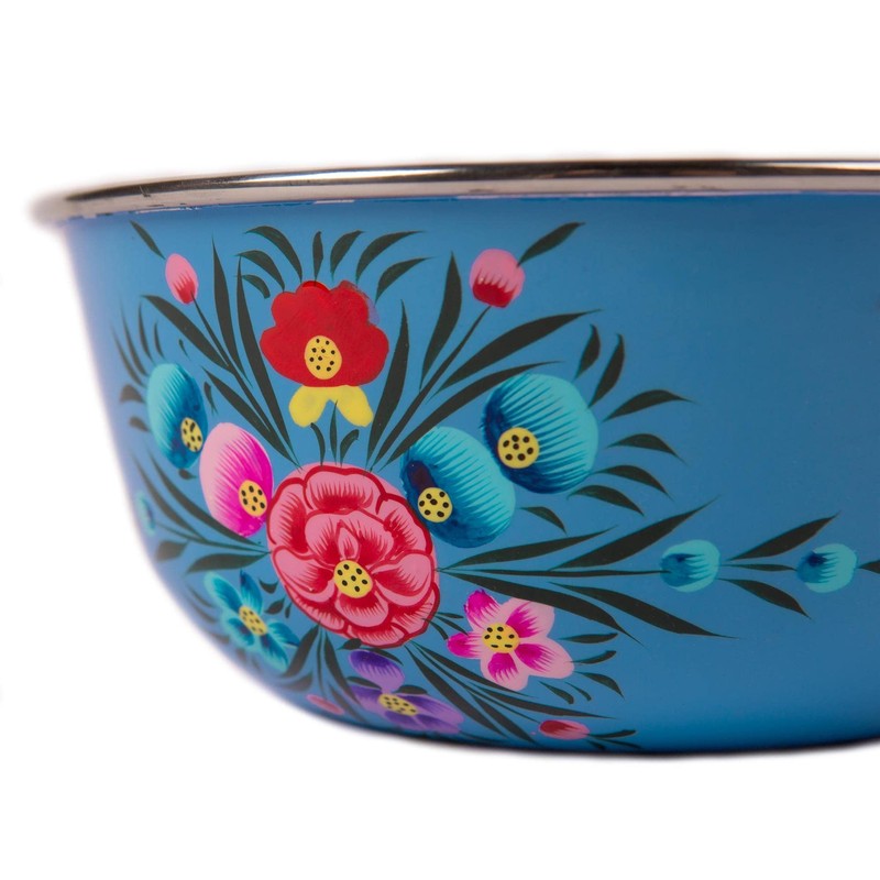 1x Ocean Pansy 14.5cm Hand-Painted Picnic Snack Bowl - Reusable