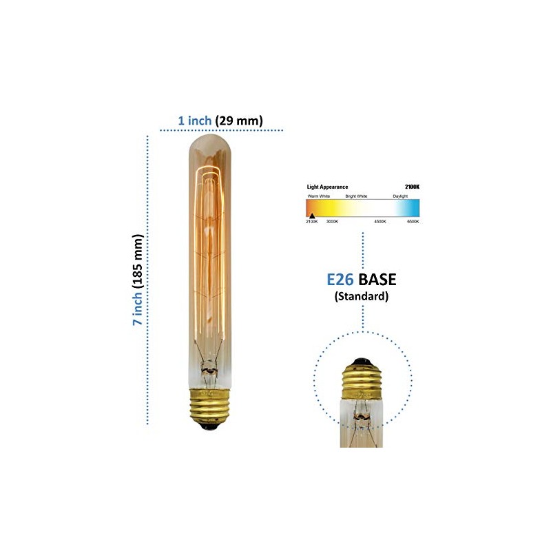 Bunnit Bulbs Vintage Edison Bulb, T9 T9-185 Tube Hairpin/Leaf, 60w,