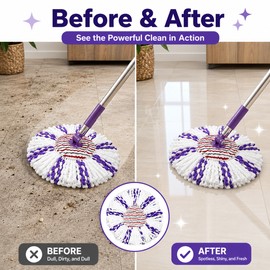Microfiber Spin Mop Replacement Heads for O-Cedar/Vileda EasyWring – 3/6 Pack Reusable Refills for Hard Floors