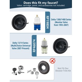 DLymtrx Replacement for Delta 13/14 Series BT14096 Trim Kit, Shower Cover Plate with Handle (Cartridge and Valve Not Included),Oil Rubbed Bronze