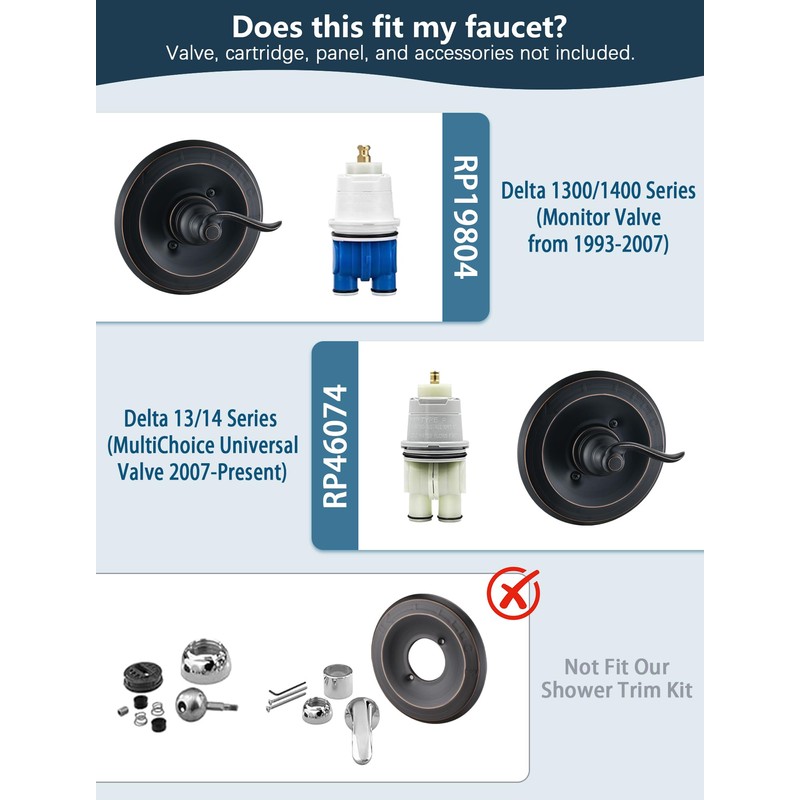 DLymtrx Replacement for Delta 13/14 Series BT14096 Trim Kit, Shower