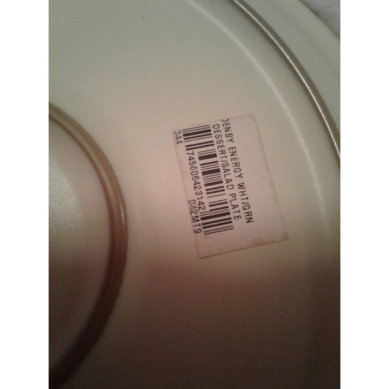 Denby-Langley Energy Cream Exterior Celadon stoneware plates 9" luncheon NWT