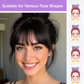 KUTUBORYU Fake Bangs Hair Pieces for Women Hair Extensions, Clip In Bangs For Women Hair Wispy Fringe With Temples, Clip In Hair Extensions For Natural Look, Easy To Use Bangs Hair Clip, Brown Black