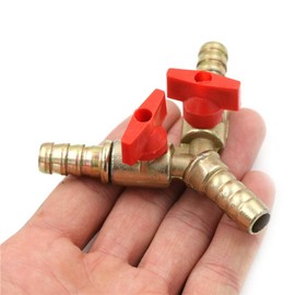 Vogueing Tool Y Shape Valve Connector, 3 Way Hose Connector Y Control Shut Off Ball Valve for Oil, Water, Gas-Brass,8mm(5/16")