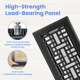 Howeall 4x8 Inches Heavy Duty Walkable Floor Register Easy Adjust Air Supply Lever Floor Vents - Seattle Design - Vent Cover for Home Floor - Matte Black