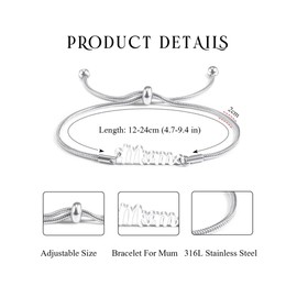 QianSiLi Mothers Day Gifts For Mom Birthday Silver Bracelet For Women Non Tarnish Snake Chain Bracelet Women Anniversary Christmas Gift For Mom Grandma Stepmother