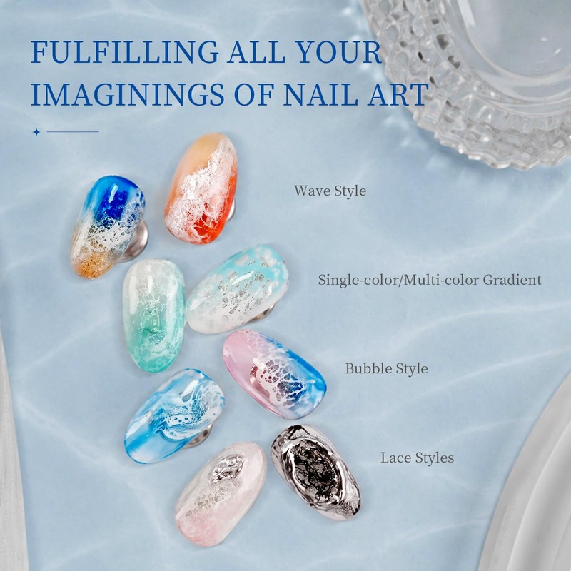 JODSONE White Blooming Wave Nail Gel 16.5ML,Spreading Effect for Ocean