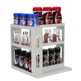 Dutiplus Spice Rack Organizer 3 Tier Seasoning Holder, Pull and Rotated Storage Cabinet for Kitchen Bathroom Countertop 10.8”H x 5.8”W x 10.4”D (White)