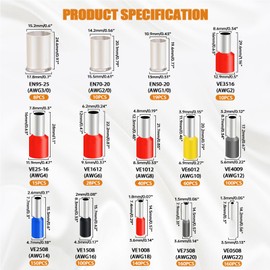 mankk mankk 1000PCS Wire Ferrules Terminals Kits Silver Plated Copper Ferrules Wire Ends Terminals Crimp Terminal Connector Sleeves 14 Sizes AWG(22 20 18 16 14 12 10 7 5 4 2 1/0 2/0 3/0)