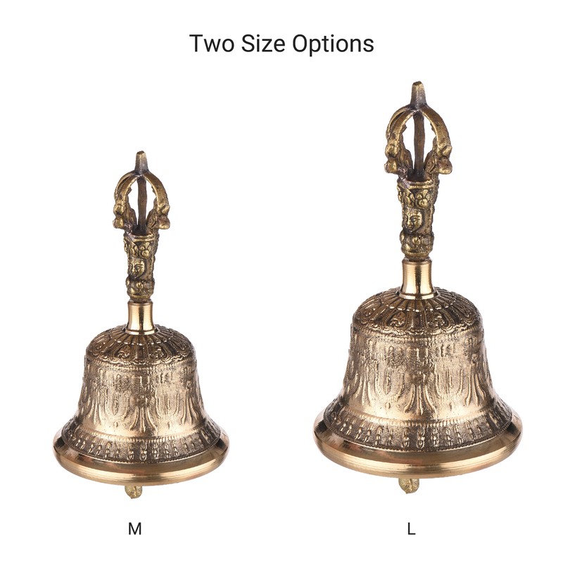 Tibetan Buddhist Bell Bronze Hand Bell with Vajra Padding for