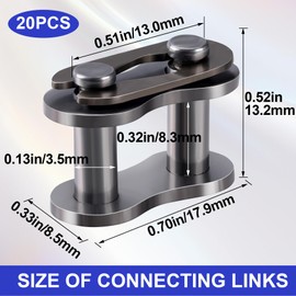 OIIKI 20 PCS Roller Chain Offset Link #35, Steel Alloy Master Connector Link, Heavy Duty Crank Link Suitable for Motorcycle, Bike, Home and Industrial Machinery, Sports Utility Vehicles