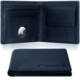 Marc Peter® Oslo Men's Leather Wallet with RFID Protection I Genuine Leather Wallet Large I 13 Compartments I Wallet for Men I Wallet Wallet Made of Genuine Leather, Blue nappa with airtag
