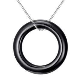 Ndocex Circle Necklace for Women S925 Sterling Silver Black Onyx Circle Necklace for Mother’s Day Her