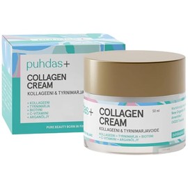 puhdas+ Collagen Cream [50 ml] Effective, High-Dose Collagen Cream for the Face with Vitamin C, Sea Buckthorn, Biotin and Argan Oil, Made in Finland