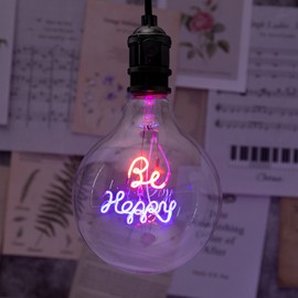 Be-happy Edison Globe Light Bulbs Dimmable 4W, G125 Letter Bulbs 40W Equivalent, Vintage LED 2200K Warm White, E26 Base Decorative Filament (Clear Glass)