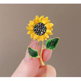 Sunflower Enamel Brooch Pin Elegant Golden Sun Flower Brooch Pin Lapel Pins Bouquet Plant Brooches Jewelry Backpacks Badge Scarf Clothes Accessories Gift for Women Girls