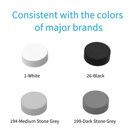 1x1 Round Tile 1000 Pieces, 98138 Bricks Compatible with Major Brand Bricks, DIY for Pixel Mosaic Art (194 Medium Stone Grey)