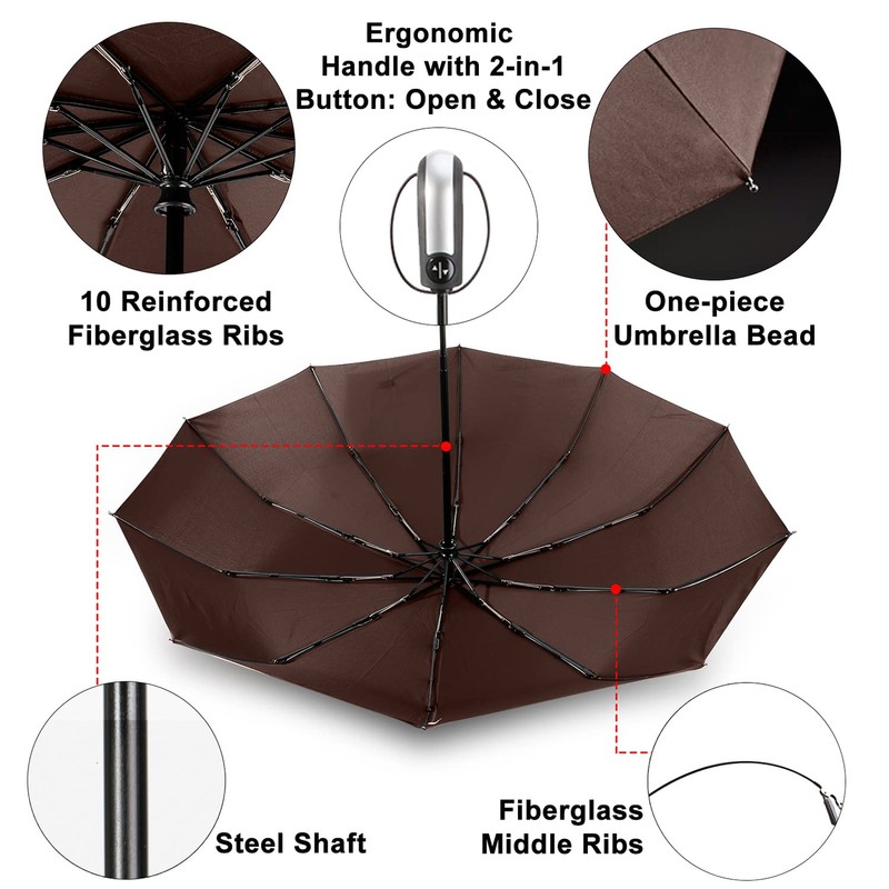 TradMall Travel Umbrella Windproof with 46 Inches Large Canopy 10