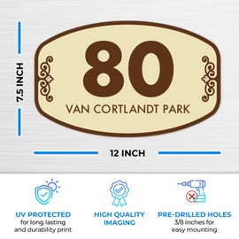 Custom Indoor/Outdoor Decorative Address Sign Oval,Green Background, Made in the USA 12x7.5 Inches, Aluminum Composite Made in USA